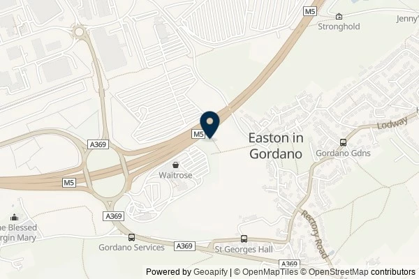 Map showing the area around: Dan Q found GC1TYZW Gordano services Motorway Mayhem M5 J19