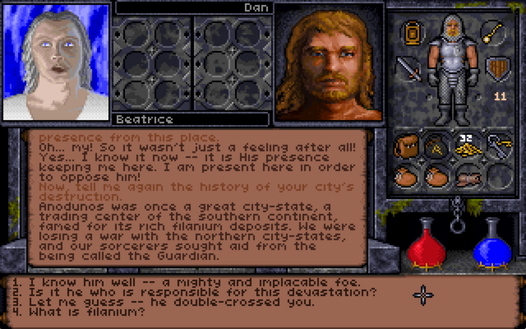 Screenshot of the conversation interface as Dan talks to a ghost called Beatrice.