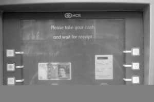 Cash machine: "Please take your cash and your receipt."