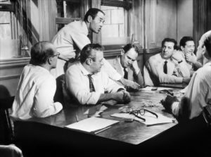 Scene from 12 Angry Men. Henry Fonda explains his vote of "not guilty".