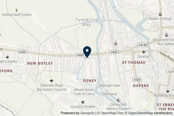 Map showing the area around: Dan Q couldn’t find GC25WGX The ox-stream caching series – Osney Stream