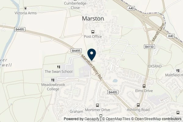 Map showing the area around: Dan Q posted a note for GC44C3P MarstonMystery4