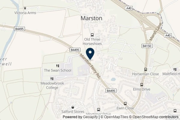 Map showing the area around: Dan Q posted a note for GC44C3P MarstonMystery4