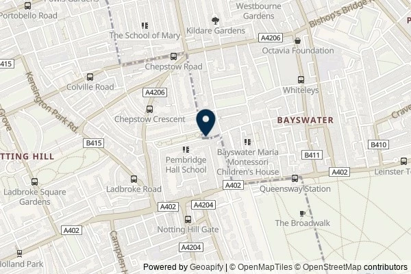 Map showing the area around: Dan Q posted a note for GC5JV89 Pembridge Square