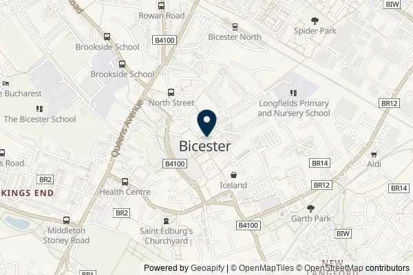 Map showing the area around: Dan Q couldn’t find GC73RKM Church Micro 9015…Bicester – Methodist GOOD’N