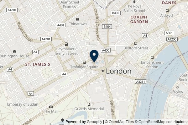 Map showing the area around: Dan Q found GC5A7DW Trafalgar Square