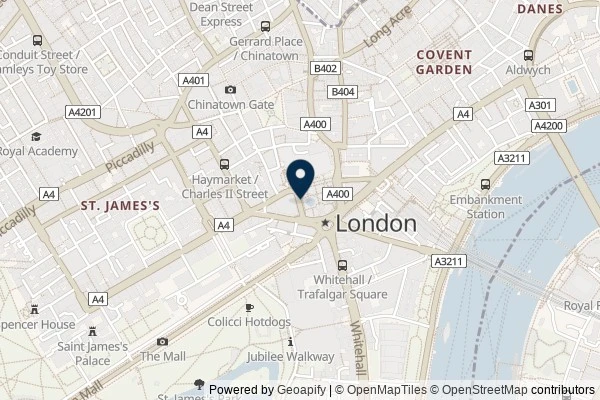 Map showing the area around: Dan Q found GC5A7DW Trafalgar Square