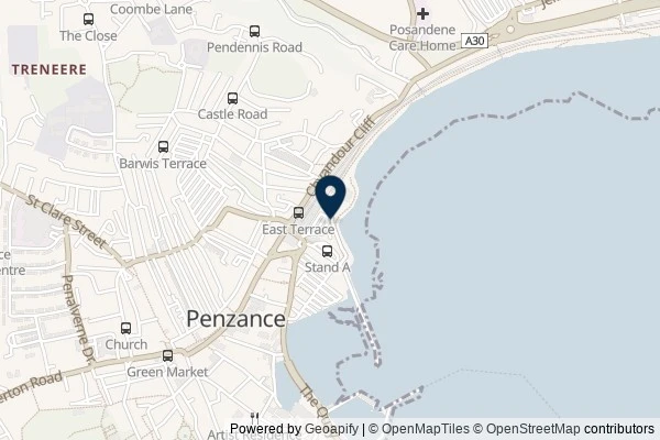 Map showing the area around: Dan Q dnf Penzance SideTracked