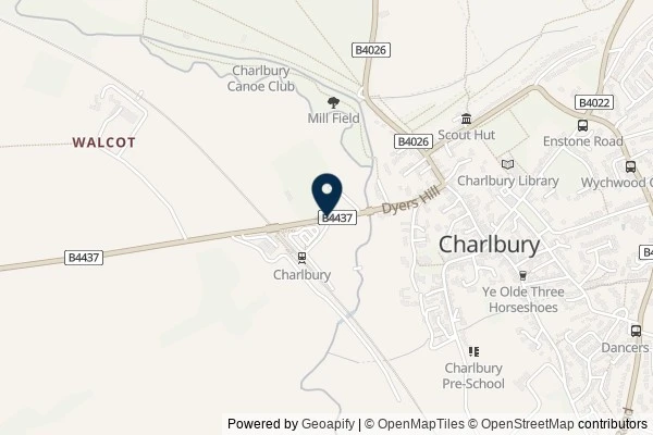 Map showing the area around: Dan Q found GC1JMQY SideTracked – Charlbury