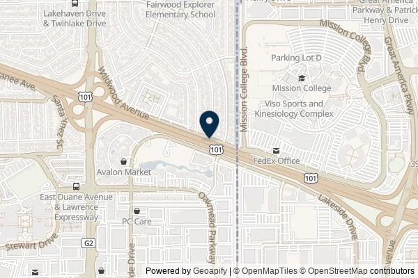 Map showing the area around: Dan Q found GC6KR0H Bay Area Calibration Point #4 – New Technology