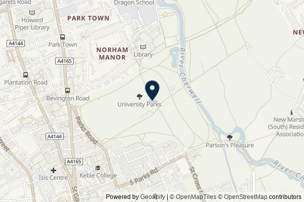 Map showing the area around: Review of University Parks