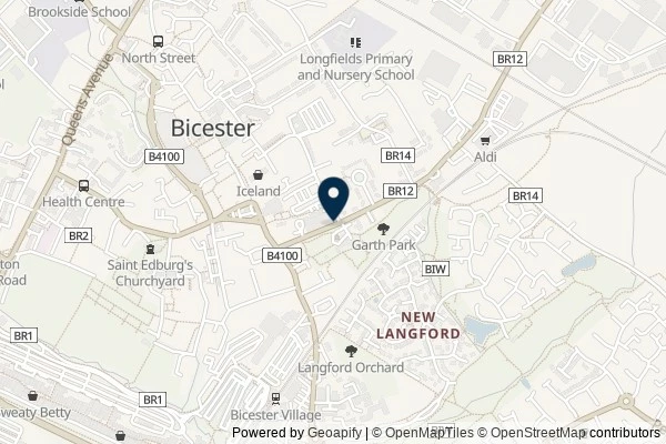 Map showing the area around: Review of Bicester Children and Family Services
