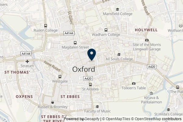 Map showing the area around: Review of The Covered Market Oxford