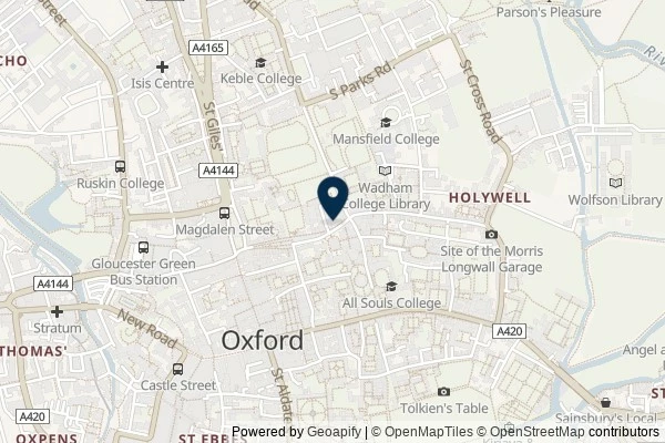 Map showing the area around: Review of Bodleian Library Café