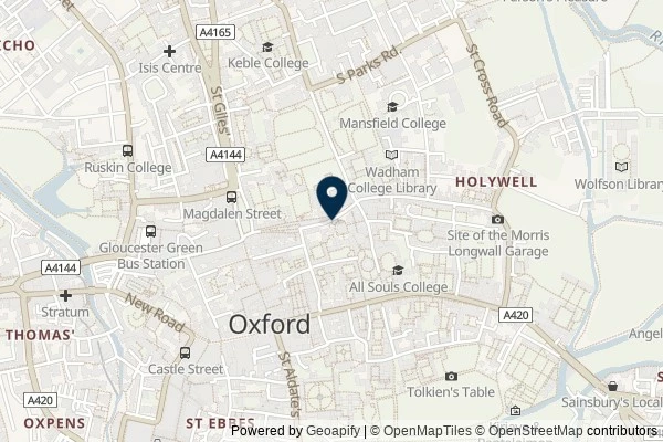 Map showing the area around: Review of Sheldonian Theatre [bus stop]