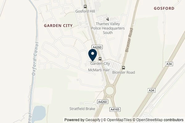 Map showing the area around: Review of Kidlington Green Gardens