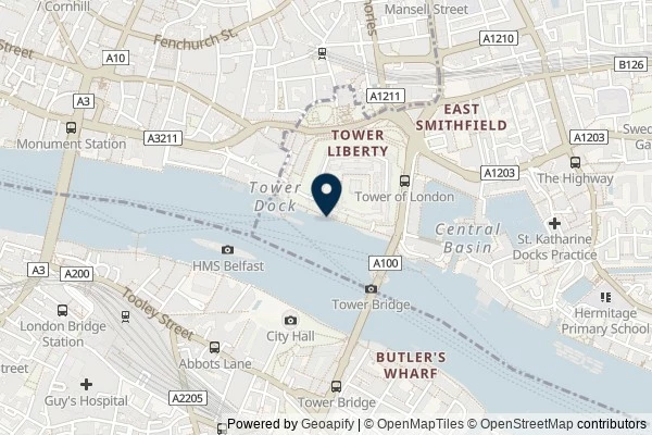 Map showing the area around: Dan Q found GC13M78 From a Swan to the Canary: Tower – Save me!