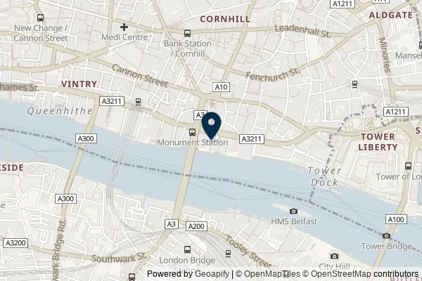 Map showing the area around: Dan Q found GC13M76 From a Swan to the Canary: St Magnus the Martyr