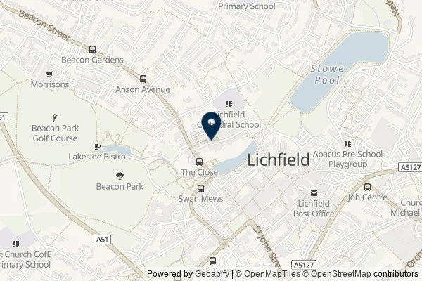 Map showing the area around: Dan Q found GC7B9HC Church Micro 11050…Lichfield Cathedral