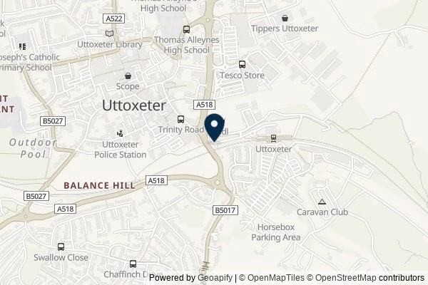 Map showing the area around: Dan Q found GC811W7 SideTracked – Uttoxeter