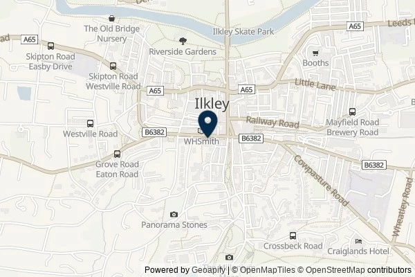 Map showing the area around: Dan Q found GC7RECF The Faces of Ilkley…..
