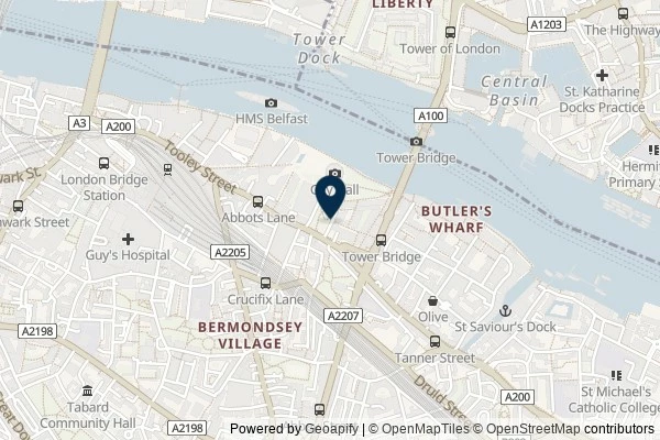 Map showing the area around: Dan Q found GC4ZMV4 Tower Bridge TB HOTEL