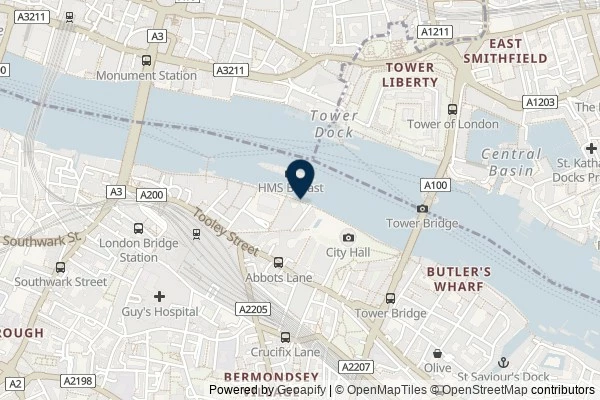 Map showing the area around: Dan Q found GC4ZAJ2 HMS Belfast