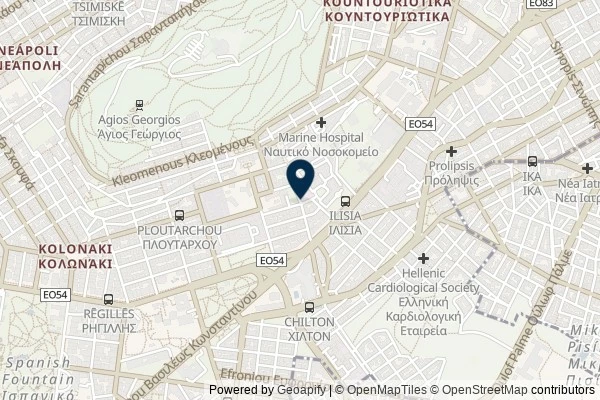 Map showing the area around: Dan Q found GC2K167 Petraki Monastery – NIMTS