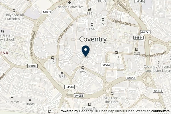 Map showing the area around: Dan Q found GC34G3G Coventry – Hertford Street