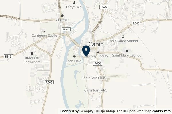 Map showing the area around: Dan Q found GC6QJDW Cahir Castle