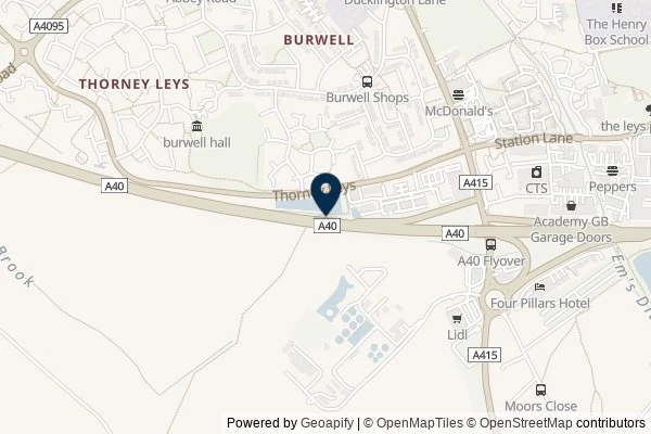 Map showing the area around: Dan Q found GC2F23P A Road Anarchy – A40 Eastbound to Oxford