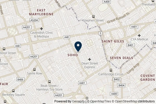 Map showing the area around: Dan Q found GC240NQ West End 1 – The Beatles