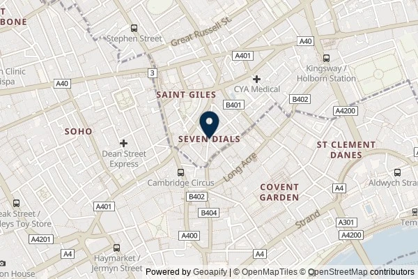 Map showing the area around: Dan Q found GCBJ704 Seven Dials Sundial