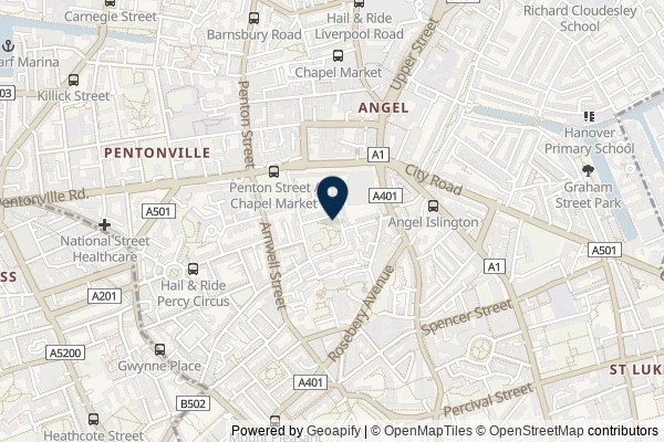 Map showing the area around: Dan Q found GC9BD0E Church Micro 14013...Clerkenwell - St Marks