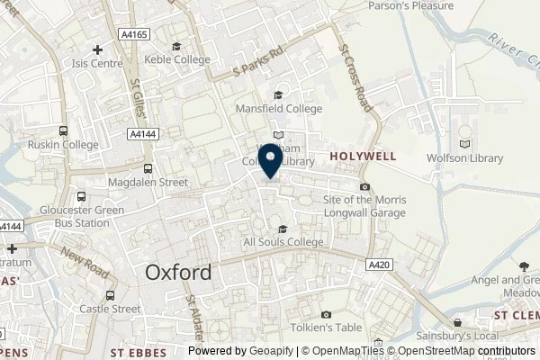 Map showing the area around: Dan Q found GLDWG1F9 Alleyways of Oxford – St Helen’s Passage