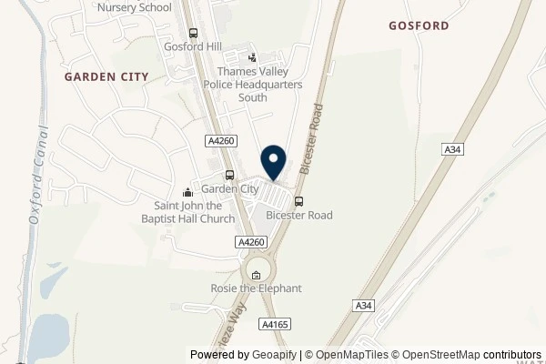 Map showing the area around: Dan Q found GLE1X58Y Off Ya Trolley – Kidlington