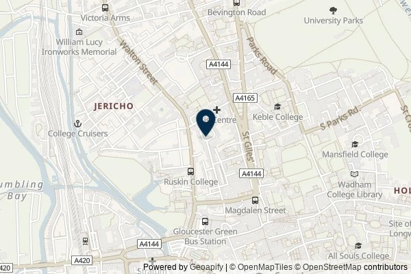 Map showing the area around: Dan Q found GLE5FQXP Oxford University – Wellington Square
