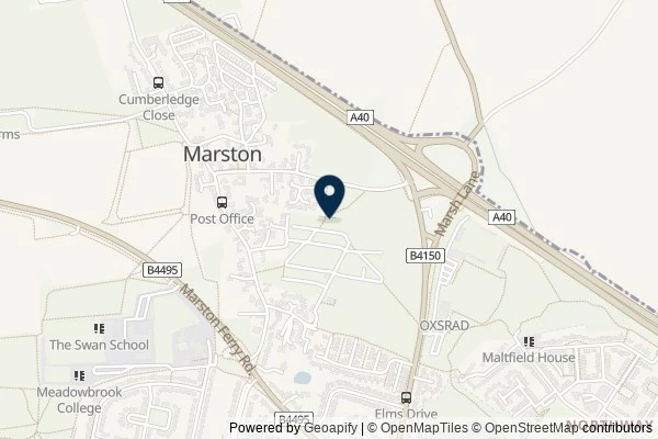 Map showing the area around: Dan Q found GLFHD69V MarstonMystery1