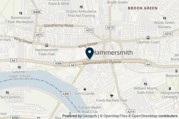 Map showing the area around: Dan Q found GLH6F69Q Church Micro 5947…Hammersmith – St Pauls