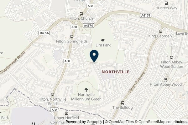 Map showing the area around: Dan Q found GLVJCWV0 Filton 4 (Elm Park)