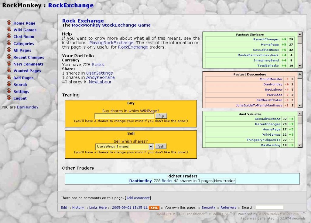 Rock Exchange game on the RockMonkey Wiki