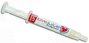 Love Juice? Who the fuck comes up with these product names anyway? In case you were wondering, it's a lubricant oil for... painball guns. What?