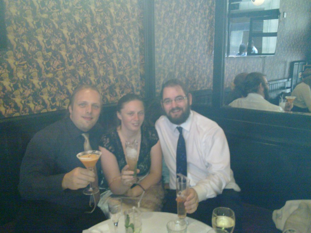 Dan, Ruth and JTA drinking cocktails in Volupte