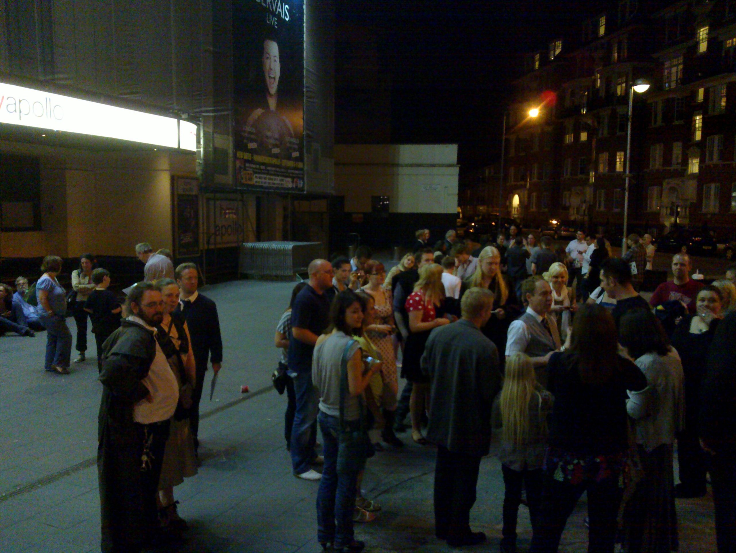A crowd outside the theatre.