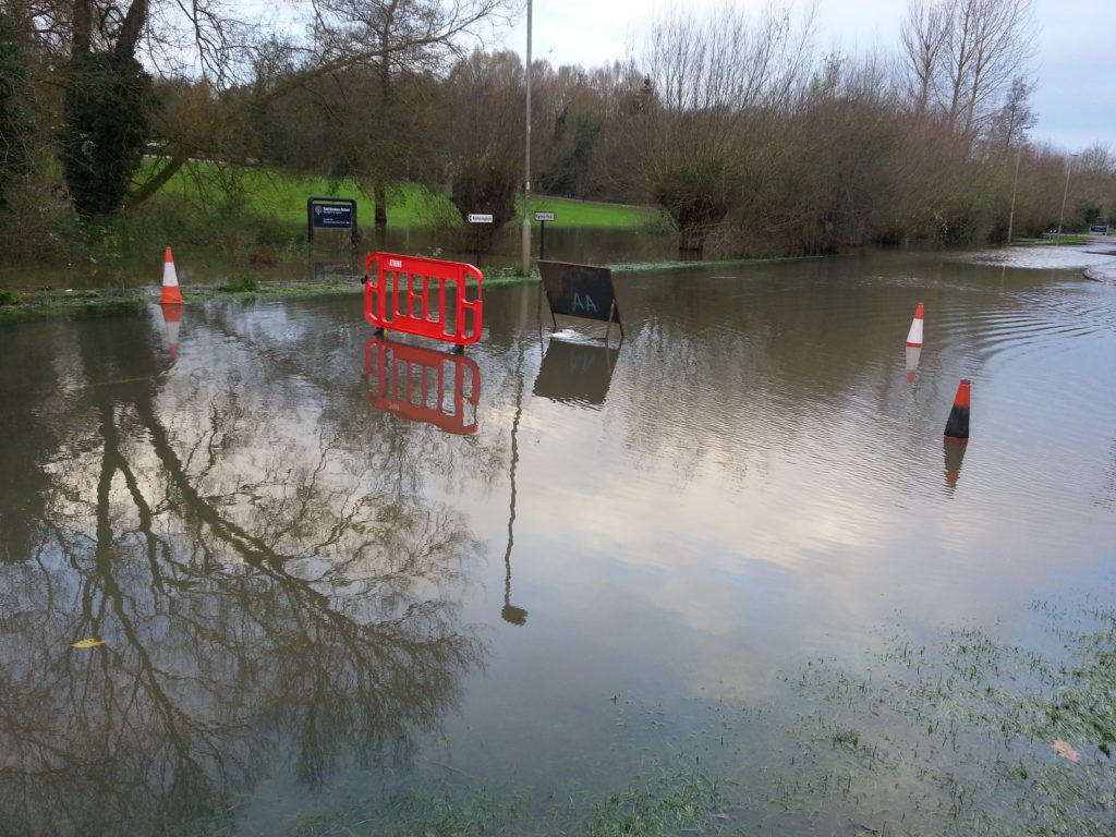 Kennington Road underwater.