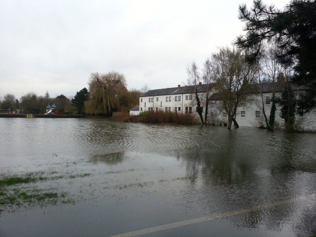 In Hinksey Park, the playing fields and cycle path are completely underwater.