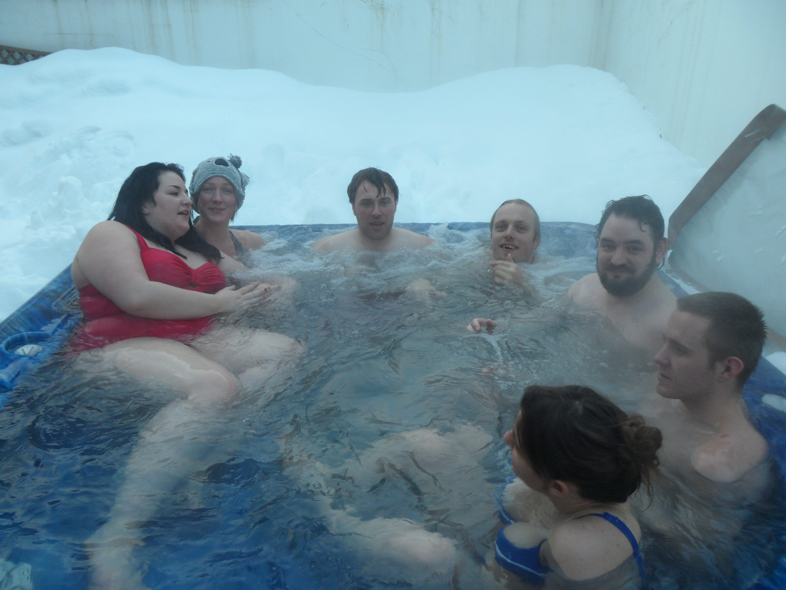 I'm sure that the hot tub was only meant to seat five or six, but that didn't stop us all piling into it at the end of a day's snowsports.