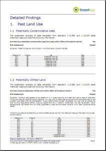 A page from our Environmental Search, indicating some of the past uses of the land around the house we hope to buy.