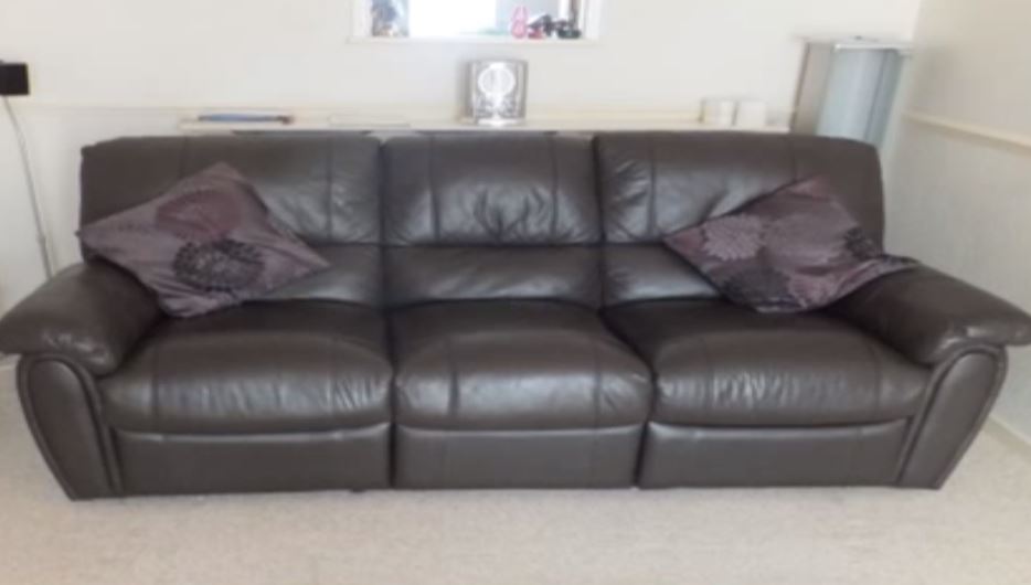 A faux leather couch.
