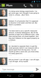 A series of text messages from me to my mum, telling a story about separating large and small particulates of granulated agar, and culminating with "I can sift agar, all by myself" - a clear reference to "I can lift a car."